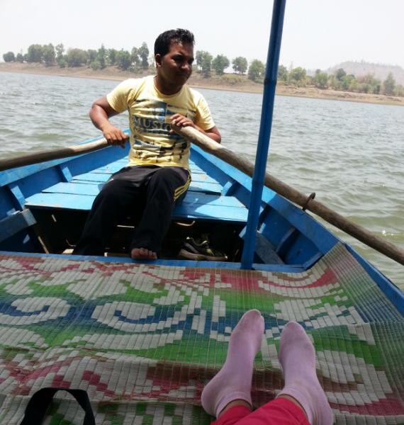 My shikara floats on the Dudhni Lake
