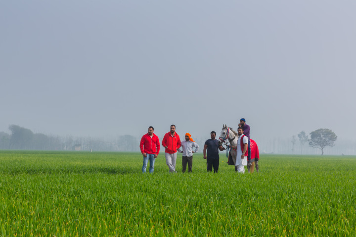 Villagers arriving to take part in Rural Olympics