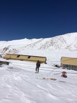 Even the army camps were sunk deep in snow at Khardungla