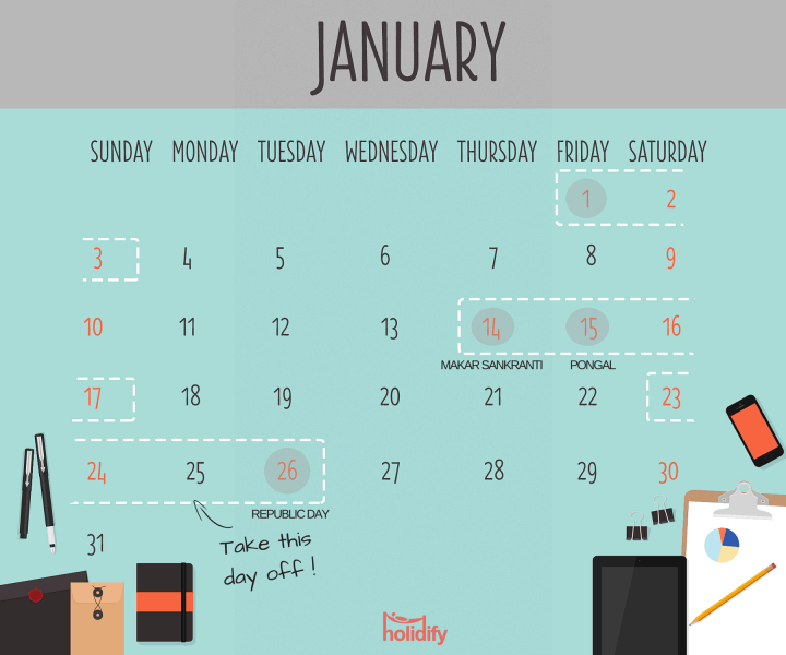 Holiday Calendar January 2016