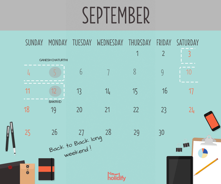 Holiday Calendar September 2016