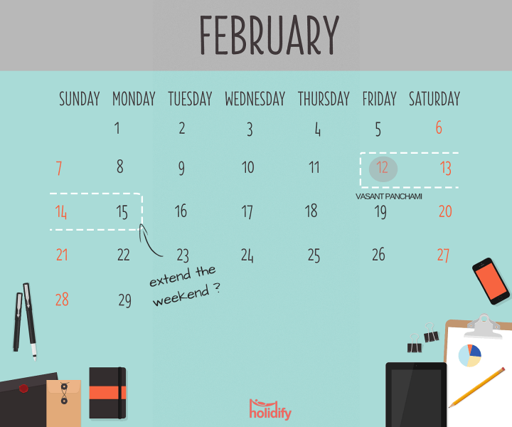 Holiday Calendar February 2016