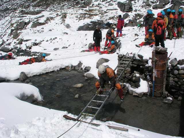 river crossing, Nehru Institute of Mountaineering 