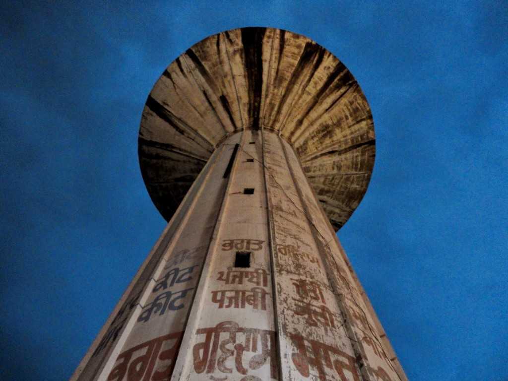 A water tower outside the temple.