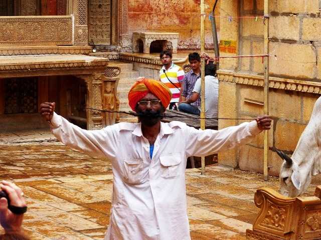 Mustache and colorful turban in Rajasthan