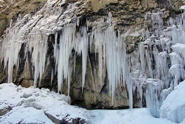 Waterfall icicles - Chadar Trek
