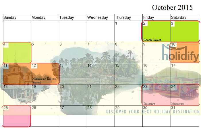 October Weekend Plans, Long Weekends India