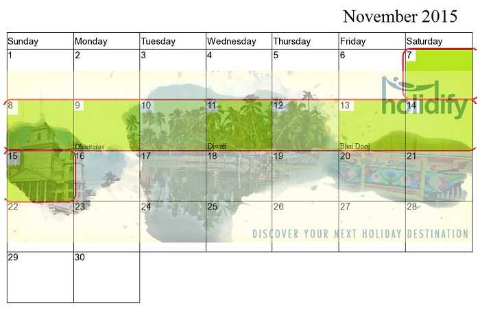 November Long Weekends, Long Weekends India 2015