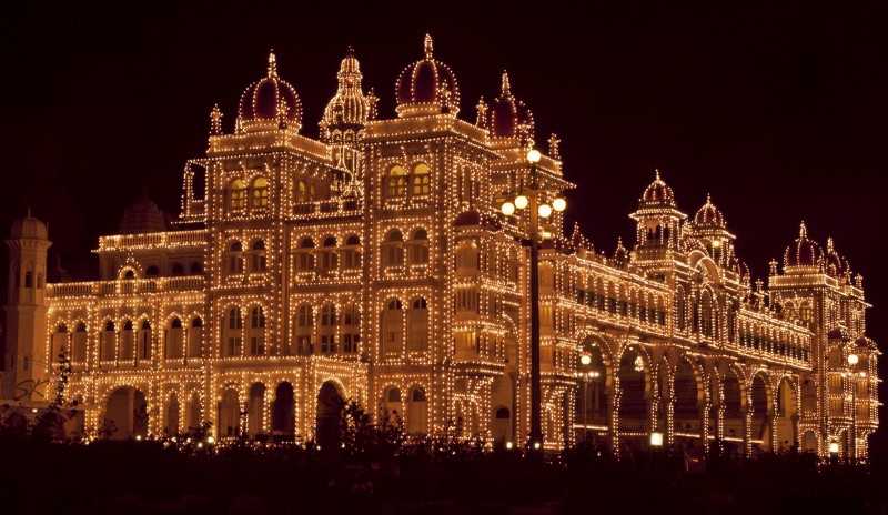 Mysore Palace during Dasara Indian Festivals in October 2017