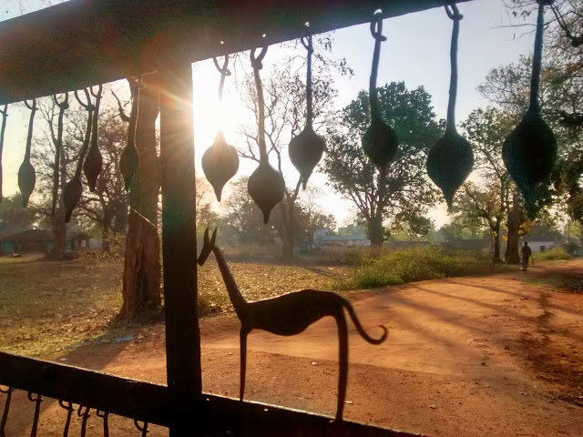A closer view of the wrought iron gate