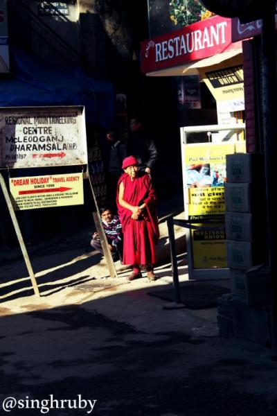 Sunbathing monk