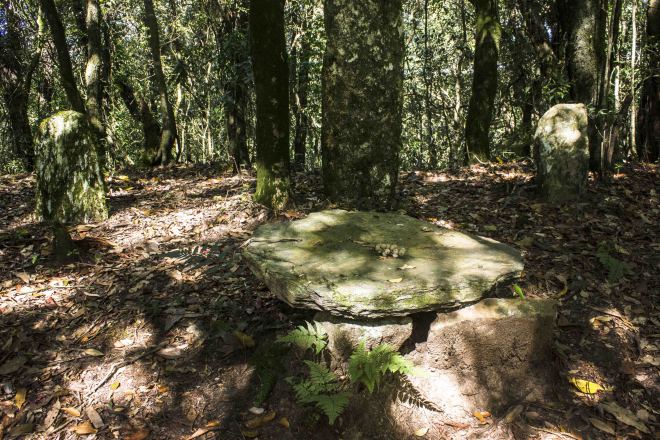 The table stone and Monolith in Mawphlang or sacred forest