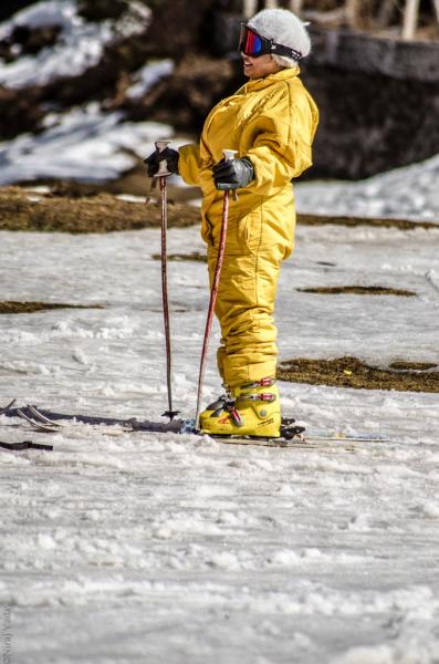 She didn't Skii, it was just for the photograph