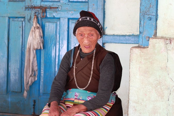 The 100 yr old Monpa lady -close to Lumla, near the Bhutan border