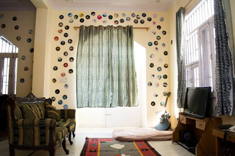 A view inside Le Pension Hostel, a backpackers hostel in India