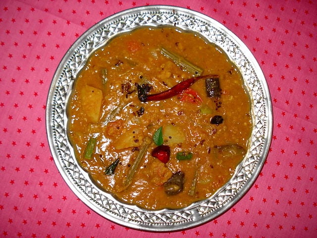 Sambar with many different ingredients, Tamil Nadu Food