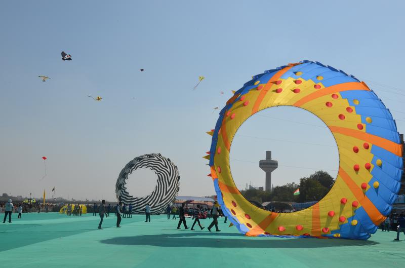 Kites in all colors, shapes and sizes, Kite festival in Gujarat