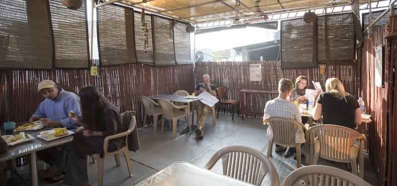 Complimentary breakfast and tea at Smyle Inn, a backpackers hostel in India