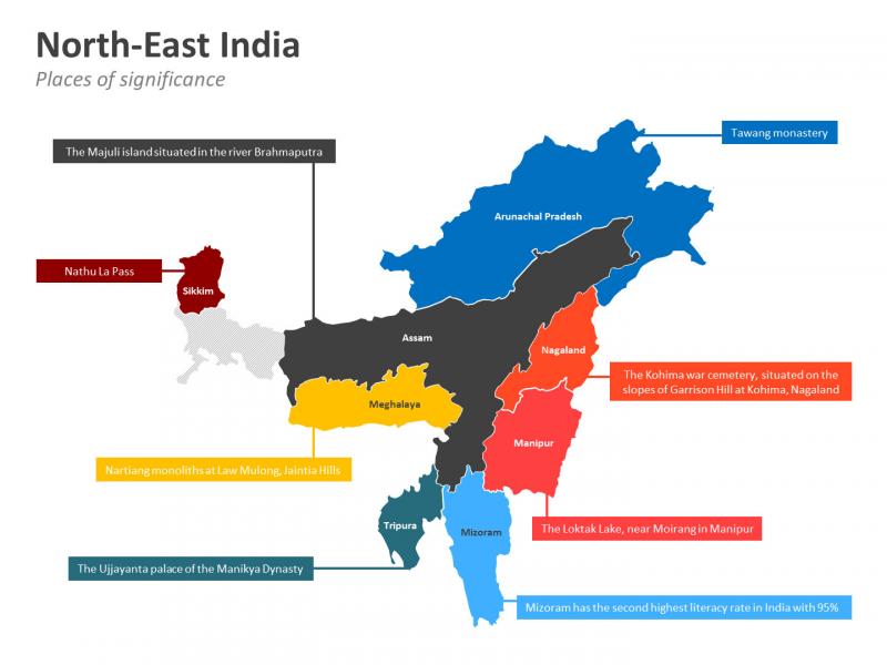 northeast india map, ecotourism in India