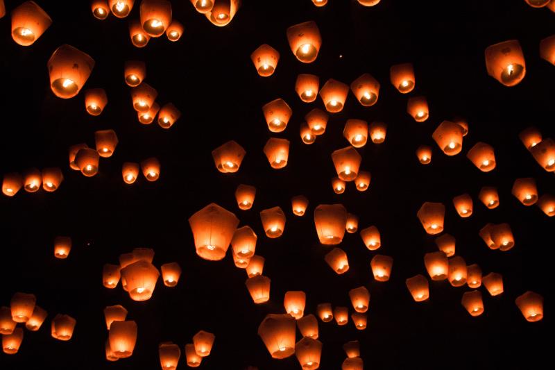 Lanterns let out into the night sky of Goa around New Years