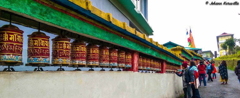 Prayer wheels at the monastery