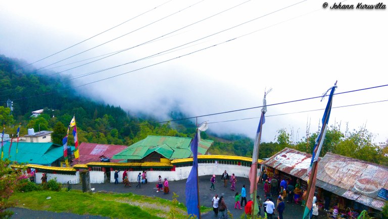 Steep uphill walk to the Rumtek Monastery