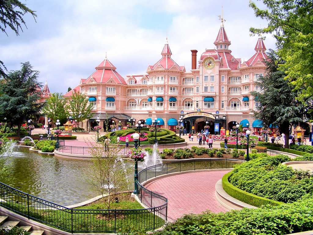 Night performance near Sleeping Beauty castle in Disneyland Paris. Disneyland  Paris (Euro Disney Resort) - entertainment resort in Marne-la-Vallee.  Marne-la-Vallee, France. March 30, 2019. Stock Photo