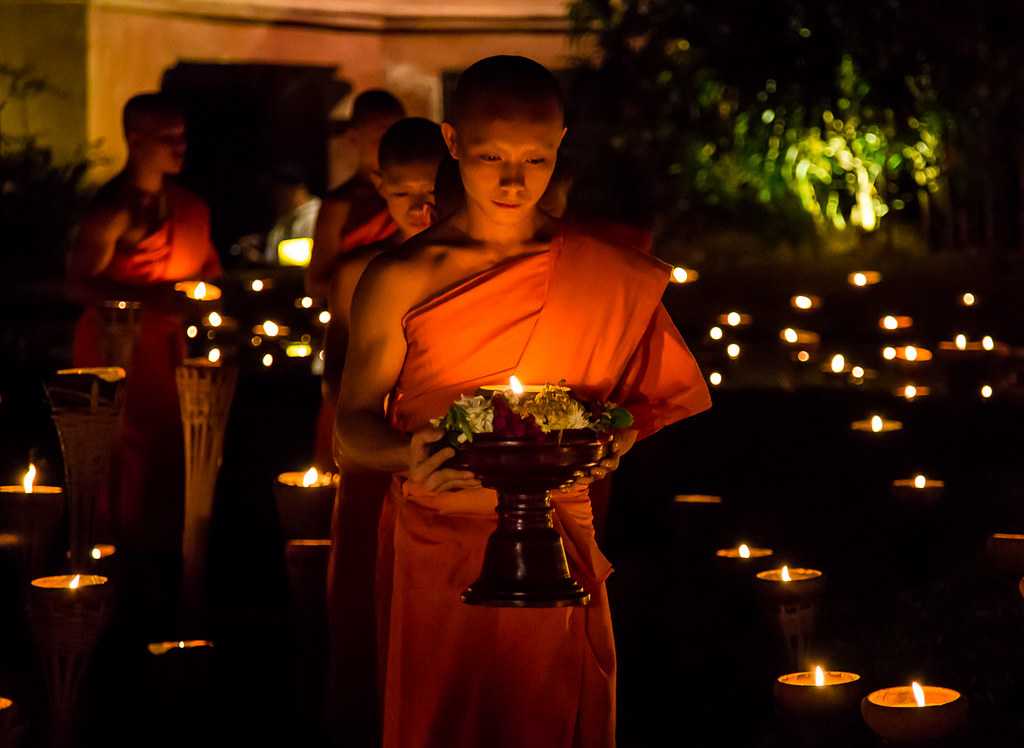 Celebration of Makha Bucha Day at Wat Phan Tao 