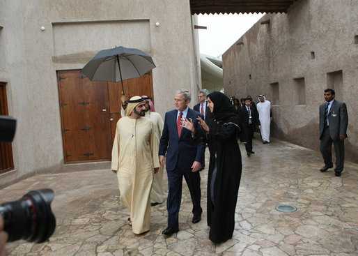 George W. Bush on a tour of the house