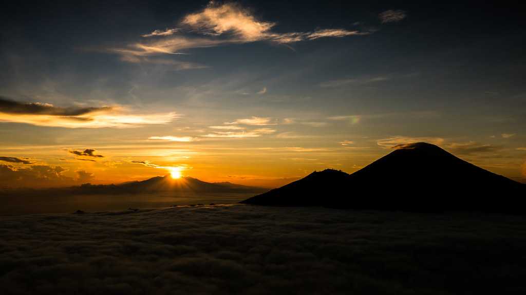 sunrise, mount batur, sunrise in bali