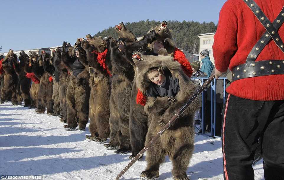 Dancing Dressed Up As Bears In Romania