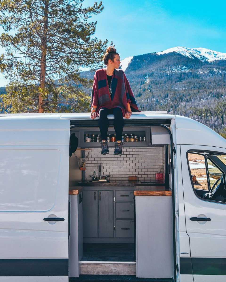 Sitting on top of the van