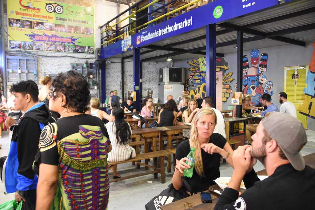 Tourists at Ben Thanh Street Food Market