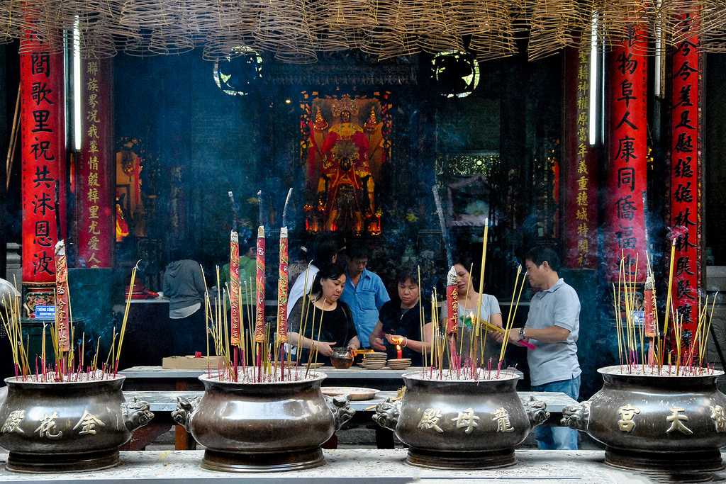 Pots in Front of Mazu Altar at Thien Hau Pagoda