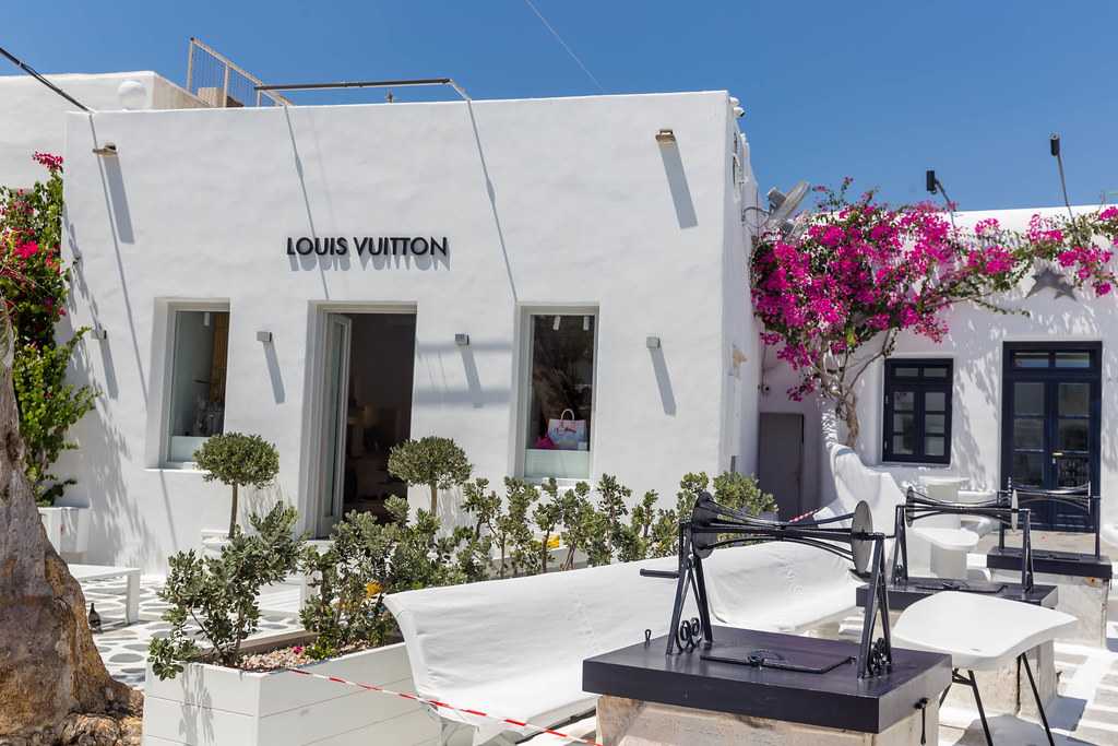 Louis Vuitton store in Mykonos - Greece. Chora and Nammos beach