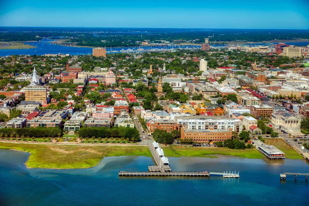 Waterfront Trail and Beach along the Cooper River, Charleston, South  Carolina