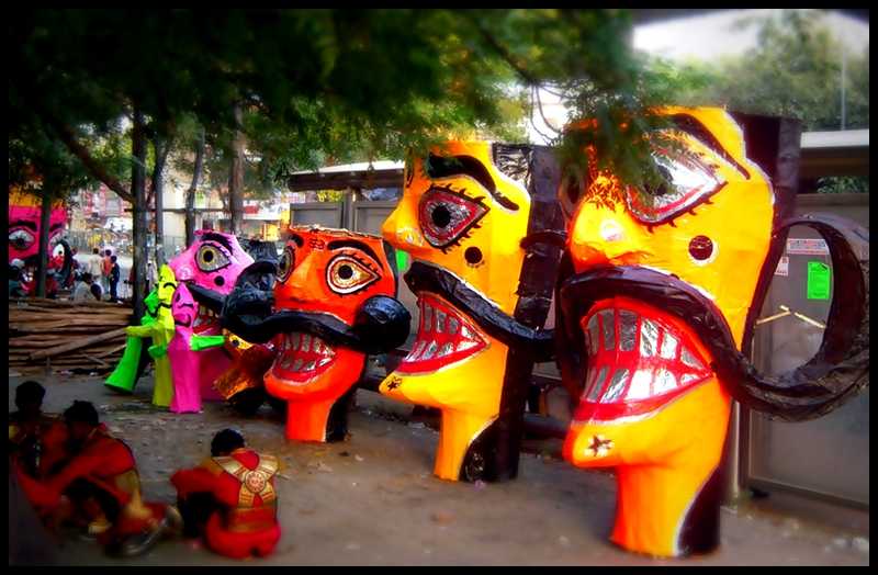 Paper mâché effigies of Ravana