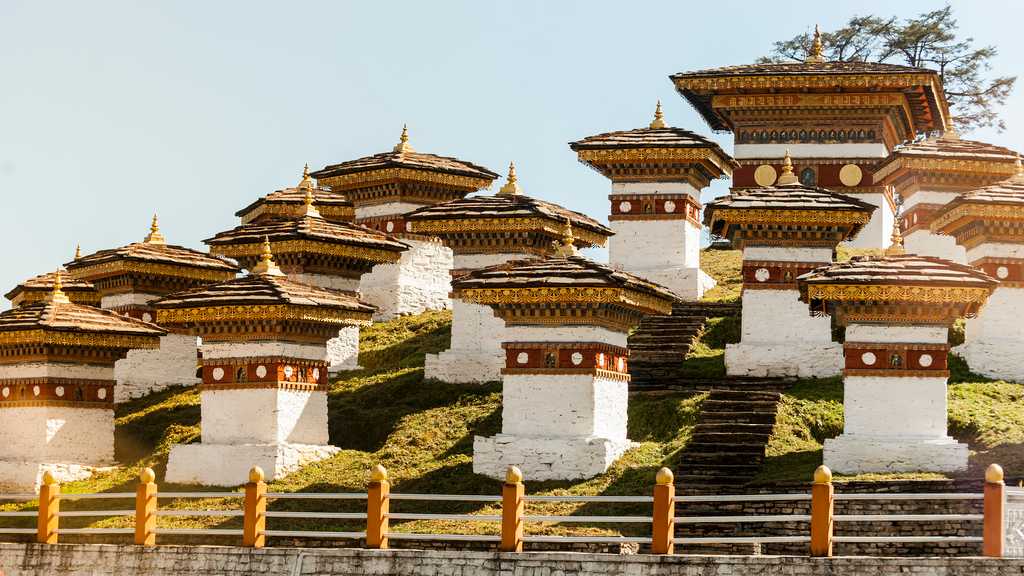 Chortens at Dochula Pass Bhutan