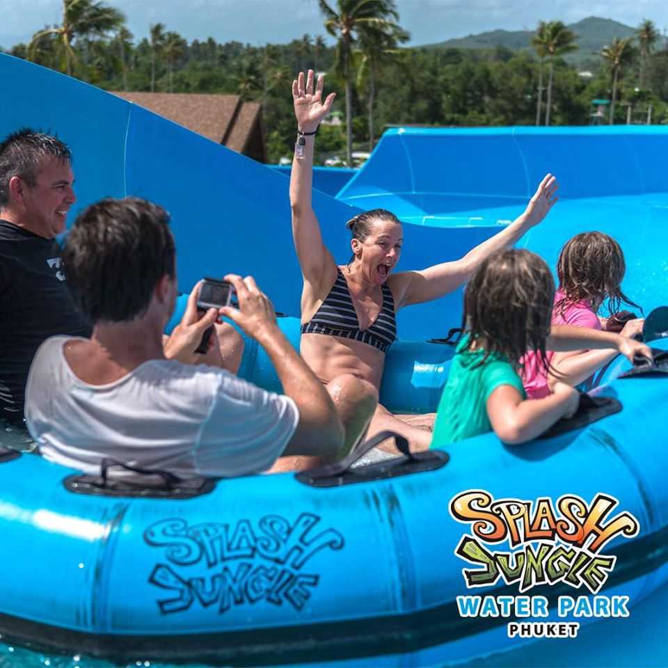 Family Raft Ride at Splash Jungle Water Park, Phuket