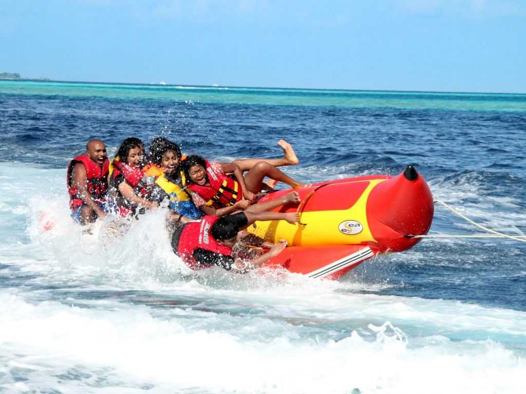 Banana boating in maldives