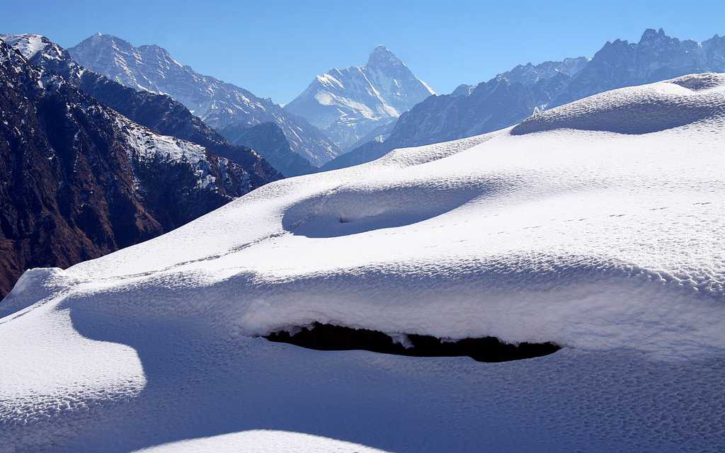 Snow covered hills, Winter season, Chamoli