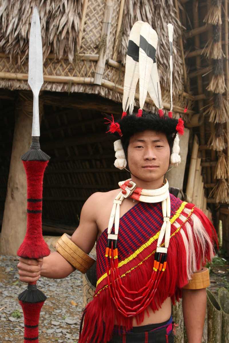 Zeliang Naga Woman and Couple in Traditional Dress