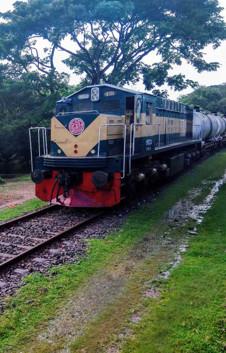 A traditional train engine of a Bangladeshi train