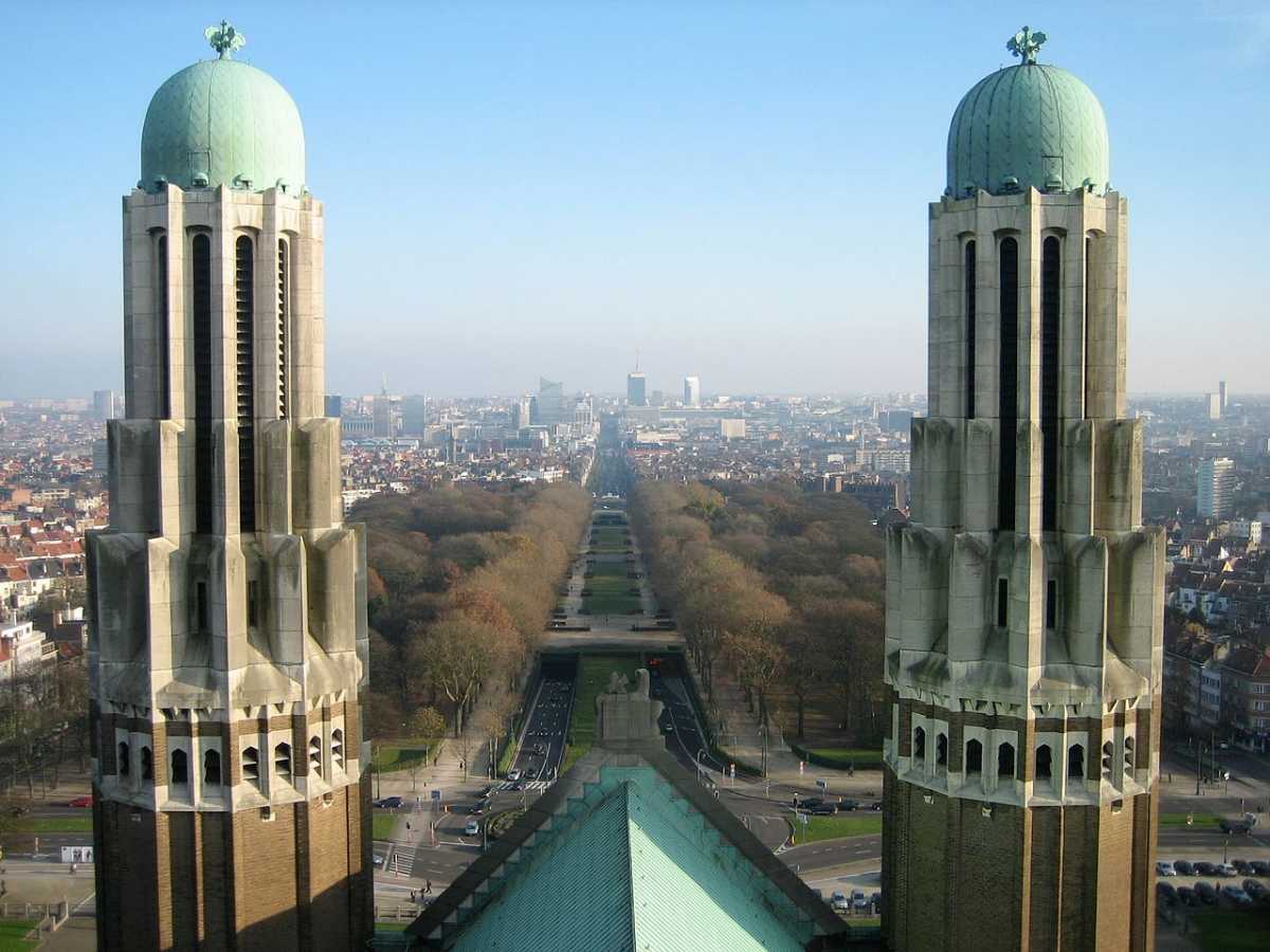 two towers, basilica of the sacred heart, brussels