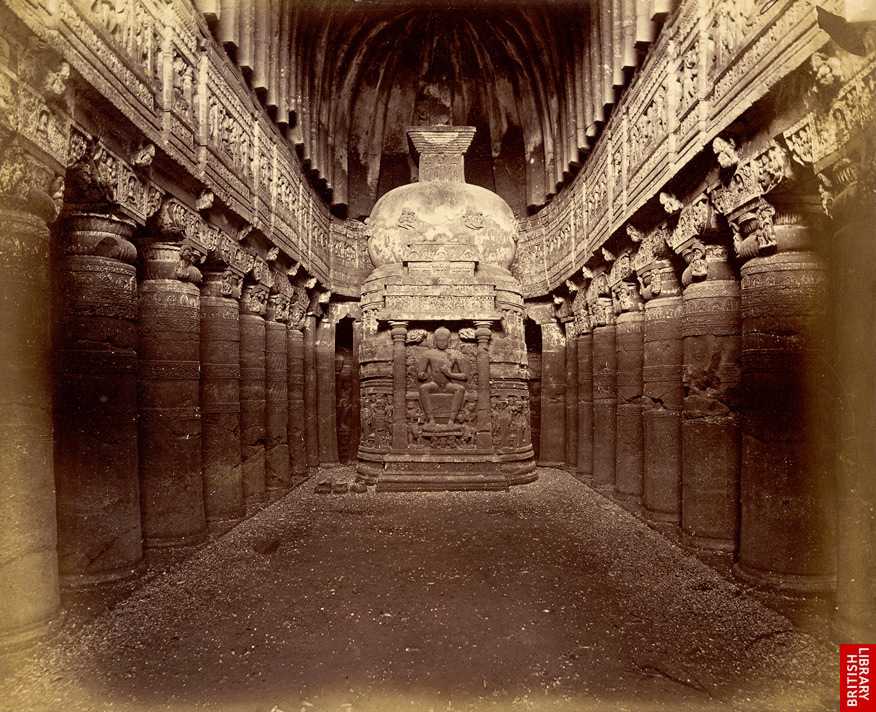 Interior of Ajanta chaitya hall, Cave 26, Ajanta Caves