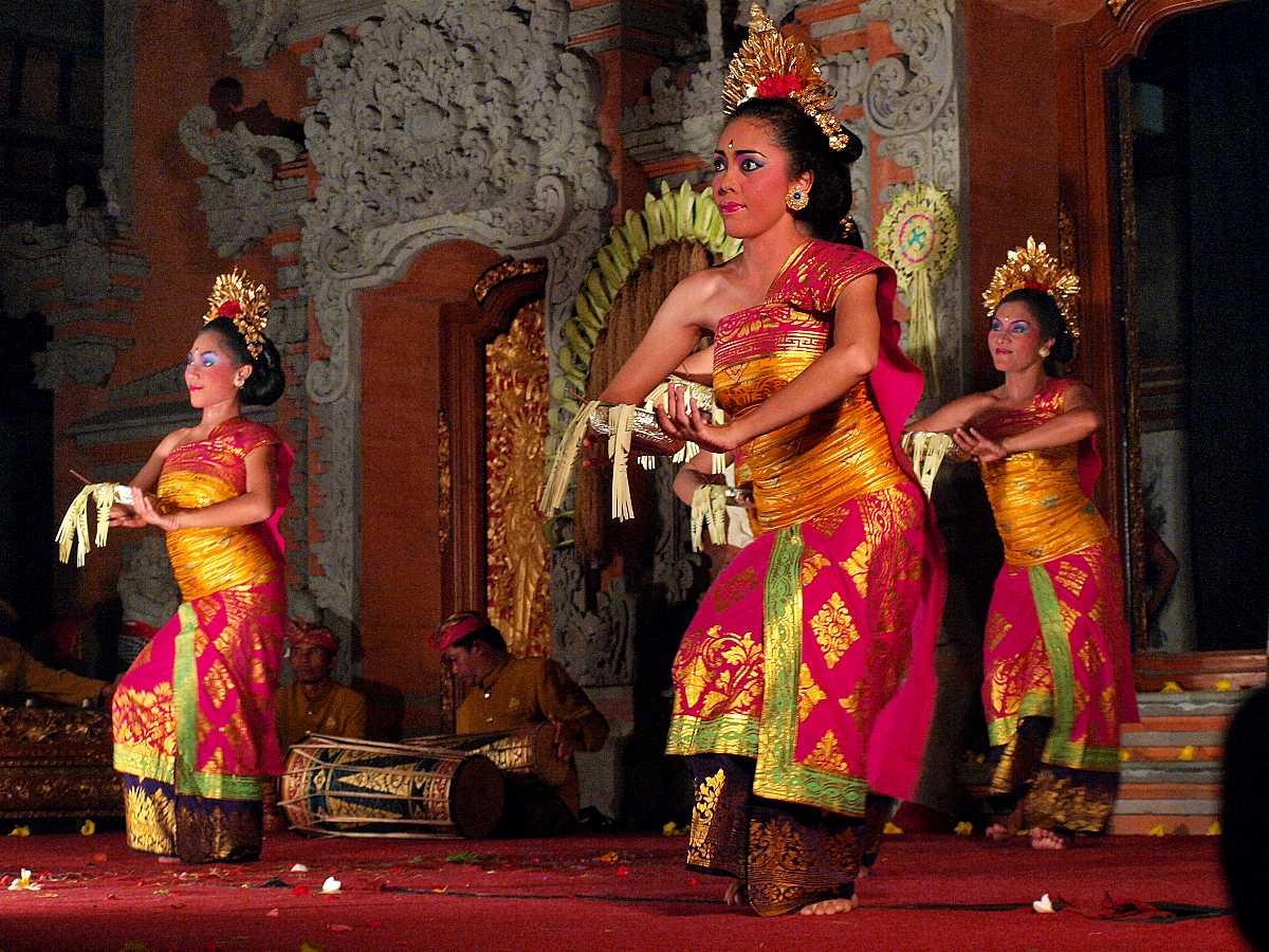 Balinese Dancers Performing Legong Dance