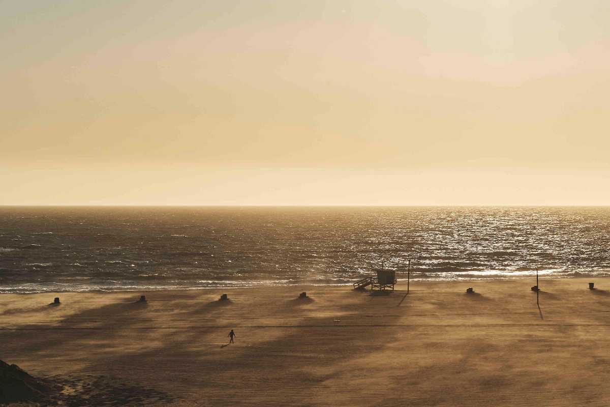 An unchanging ocean, a barely recognizable beach in Santa Monica.