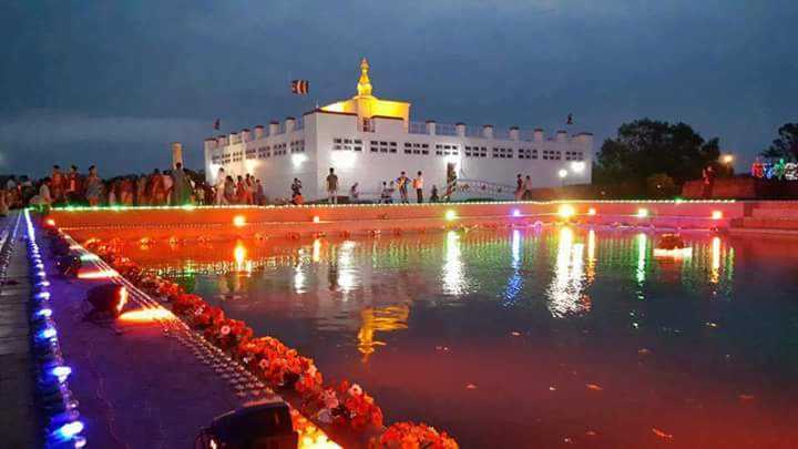 The Maya Devi Temple during evening. 