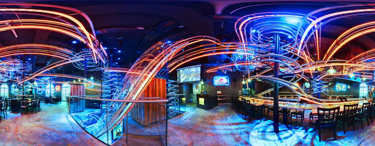 rollercoaster restaurant, neon lights, prater places to eat