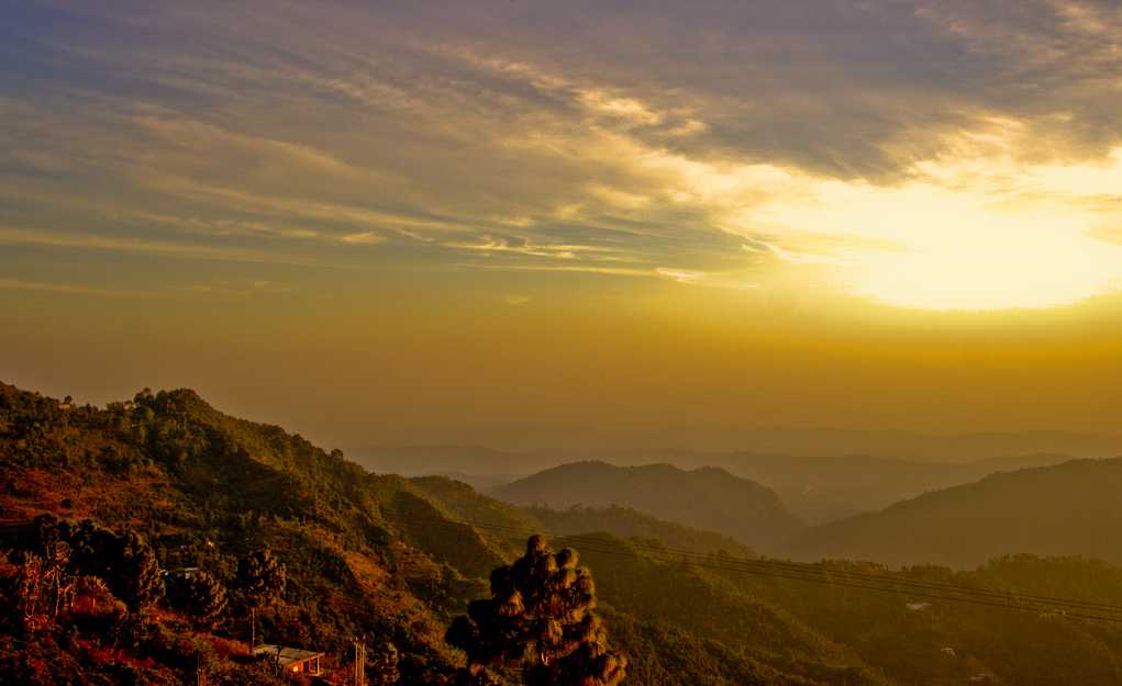 Solan, sunset in monsoon season